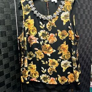 Beautiful Dressy Blouse With Rhinestone Neckline